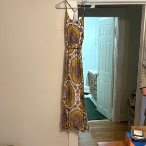 Anthropologie Yellow and Brown Maxi Dress